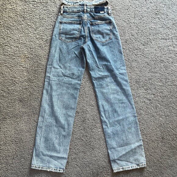 DAZE TOUGH LOVE DOUBLE CUT PEEK-A-POO WAISTBAND BLUE DENIM JEANS - SIZE 25 - Picture 4 of 14